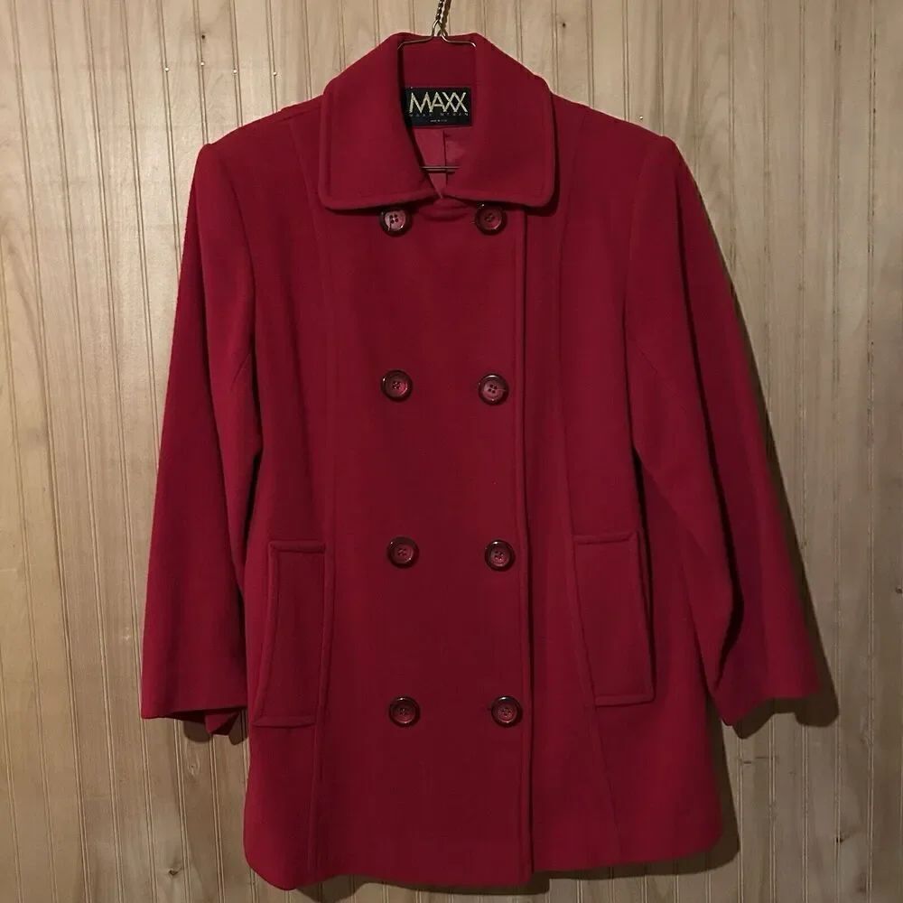 Maxx Meren Women's Size 10 Red Short Wool Pea Coat